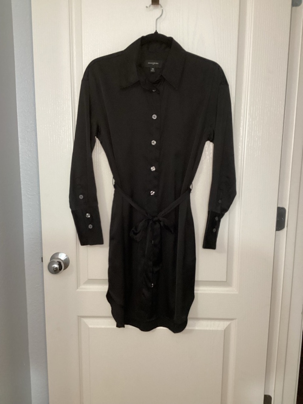 Banana Republic Factory Black Long Sleeve Shirt Dress with Waist Tie NWOT